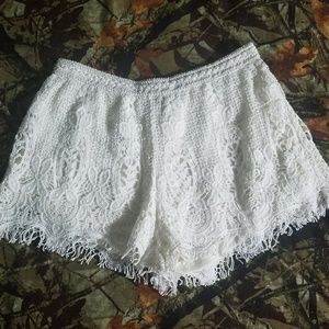 White lace shorts